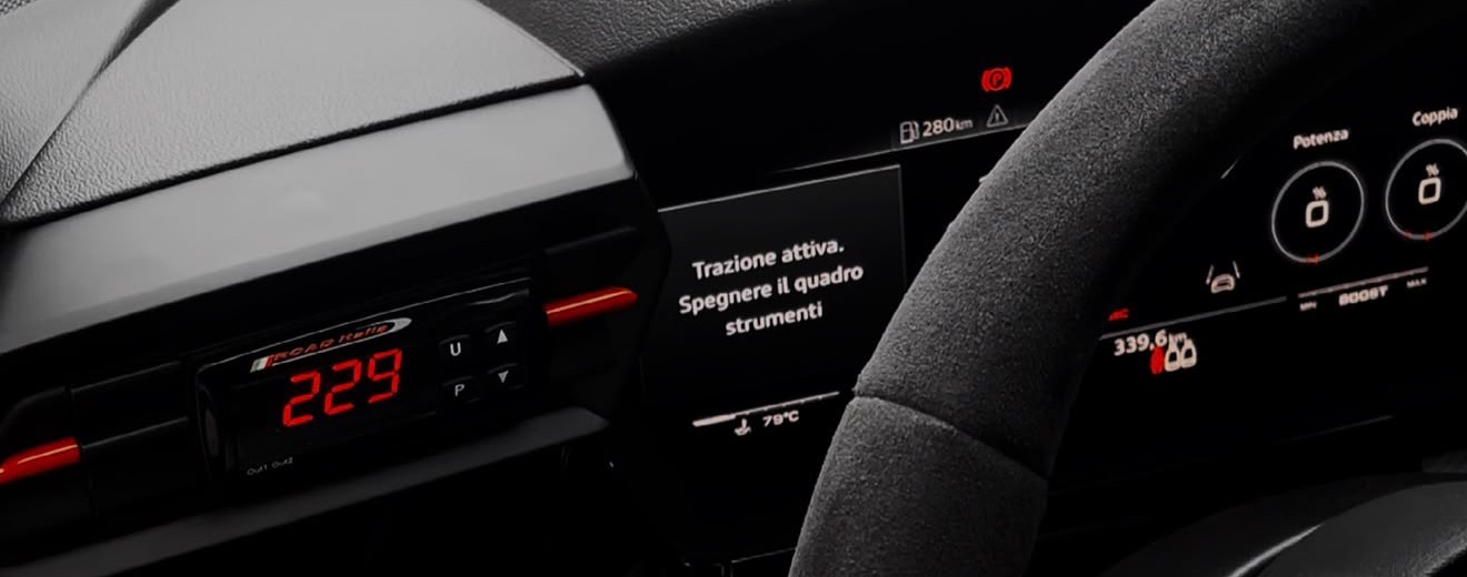 Strumentazione durante la validazione su strada della Audi RS6 Biesse Racing